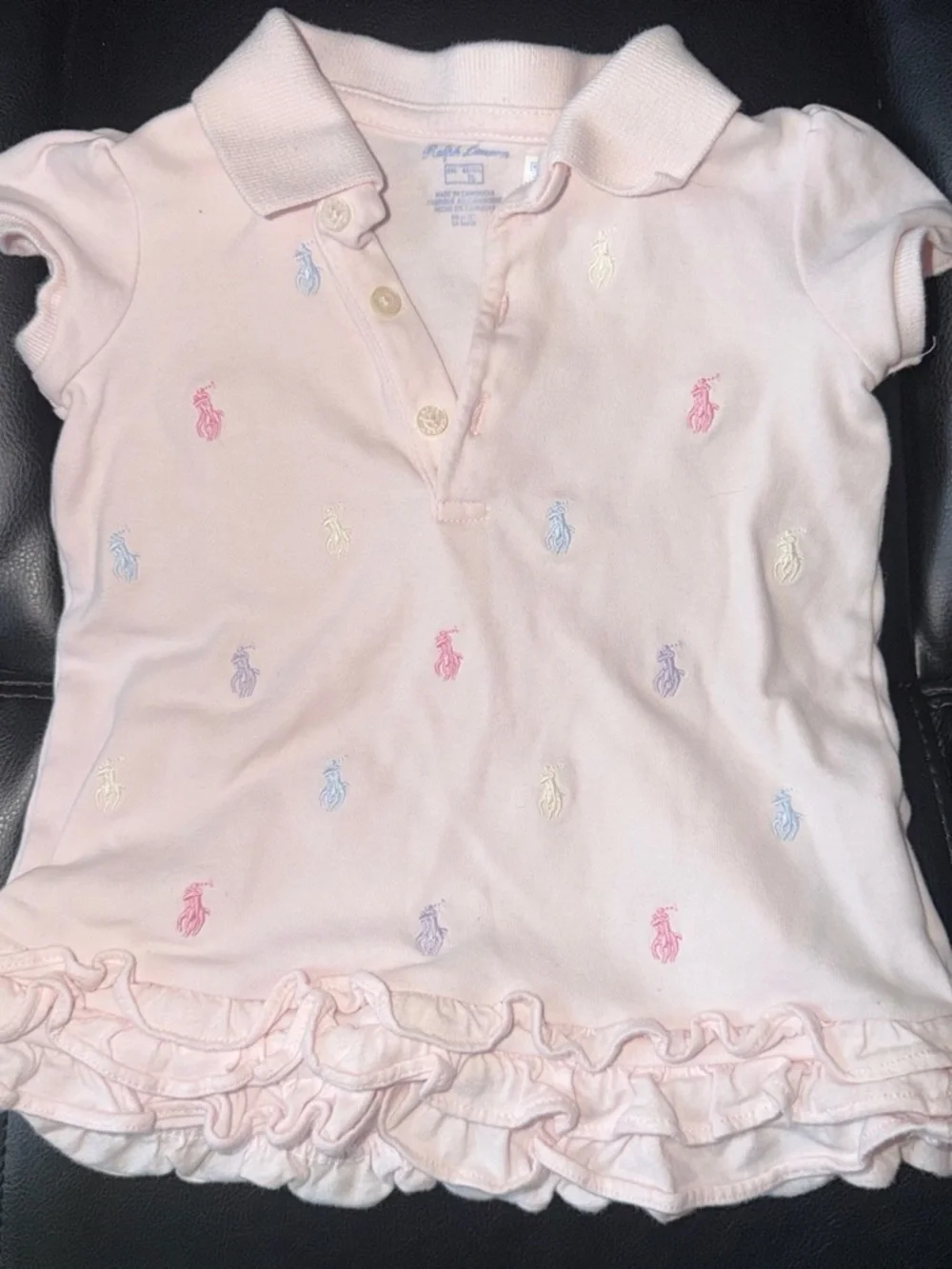 Ralph Lauren Light Pink Polo Tee with Multicolor Pony Embroidery